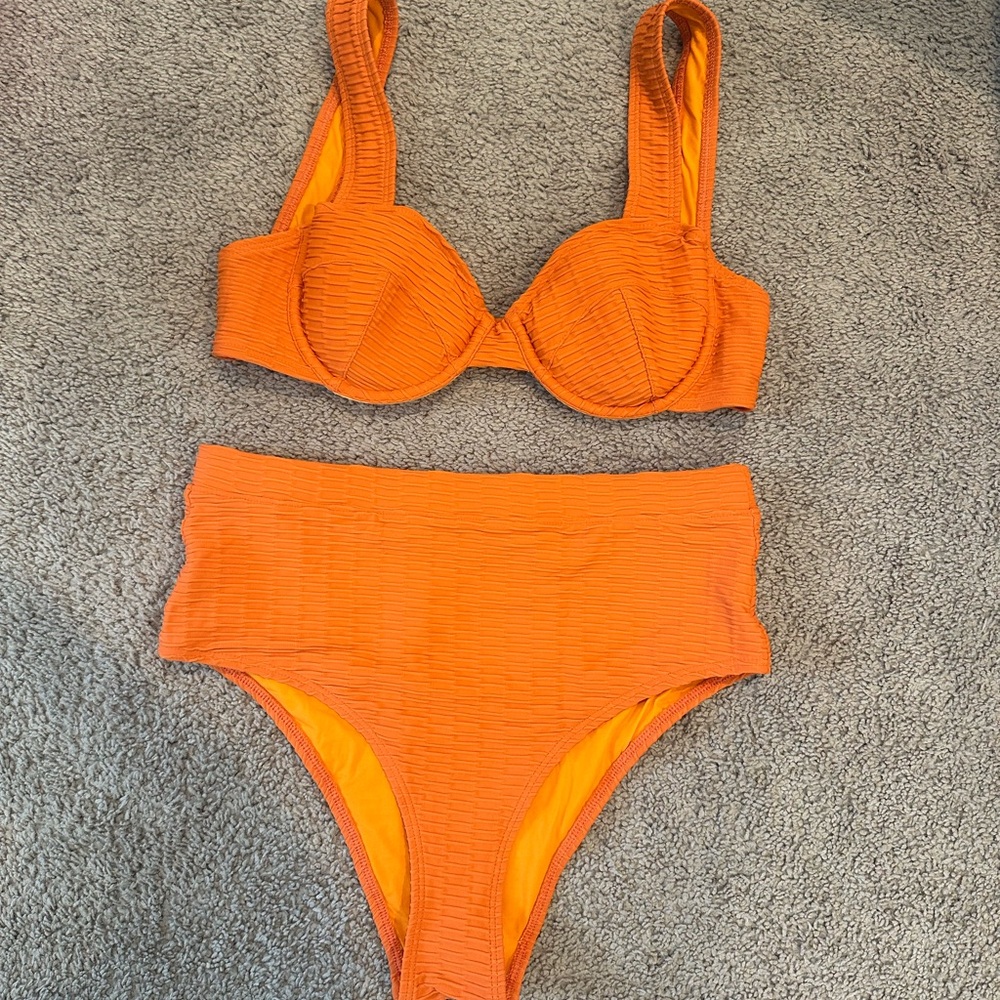 Solid & Striped Orange Bikini Set - image 1